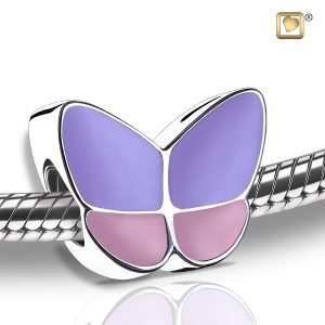 Butterfly Wings Pink Lavender Sterling Silver Bead Cremation Pendant