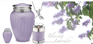 Lavender Pearl Polished Silver Scroll Leaf Urn