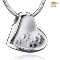 Sterling Silver Heart Paw Prints Cremation Pendant