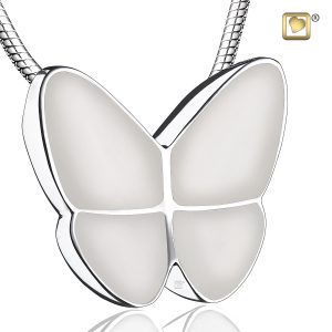 Butterfly Wings White Simplicity Sterling Silver Cremation Pendant