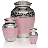 Baby Pink Enamel Silver Cremation Urns