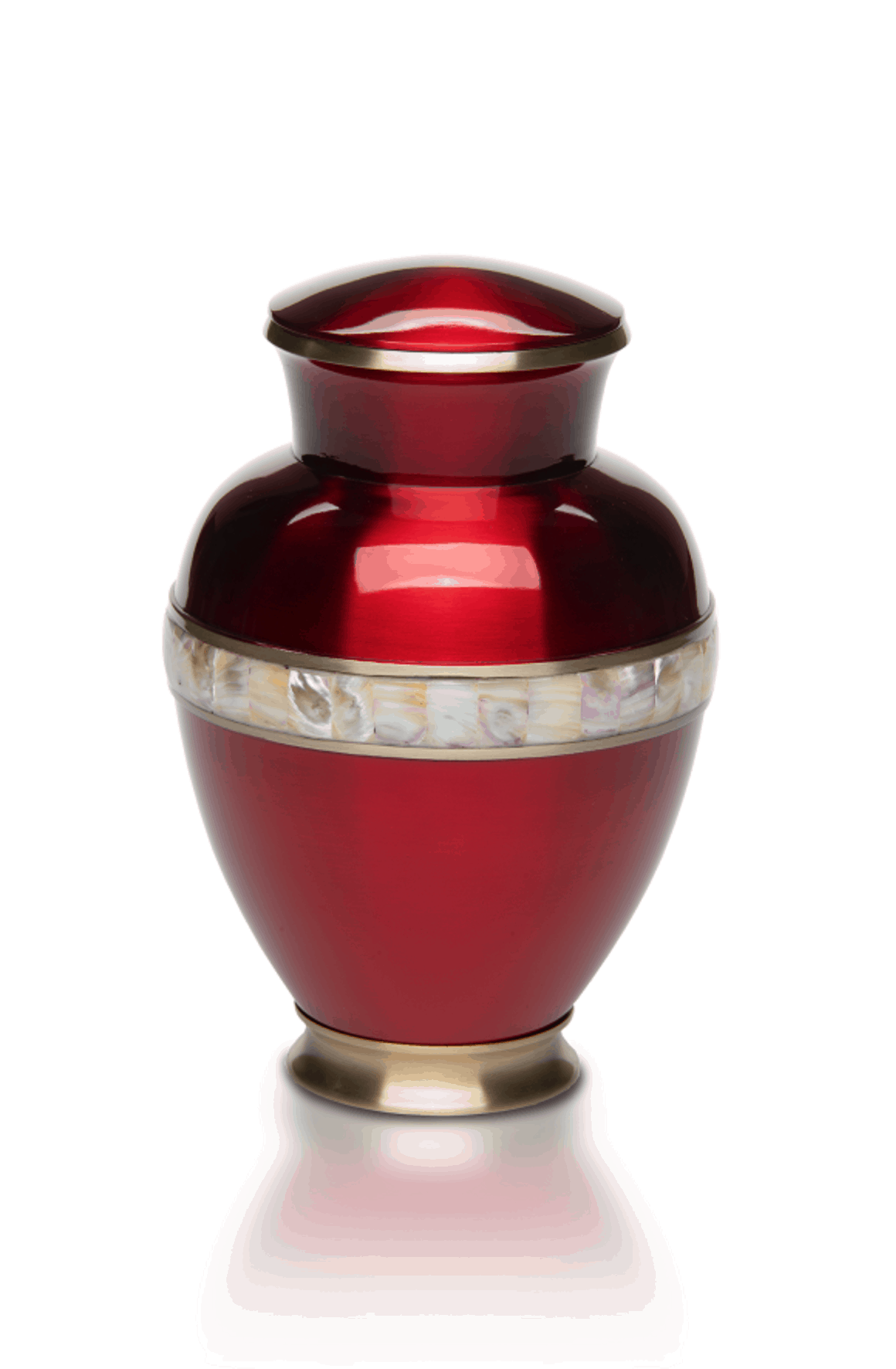 Sapphire Red Accent of of Pearl Brass Cremation Urn