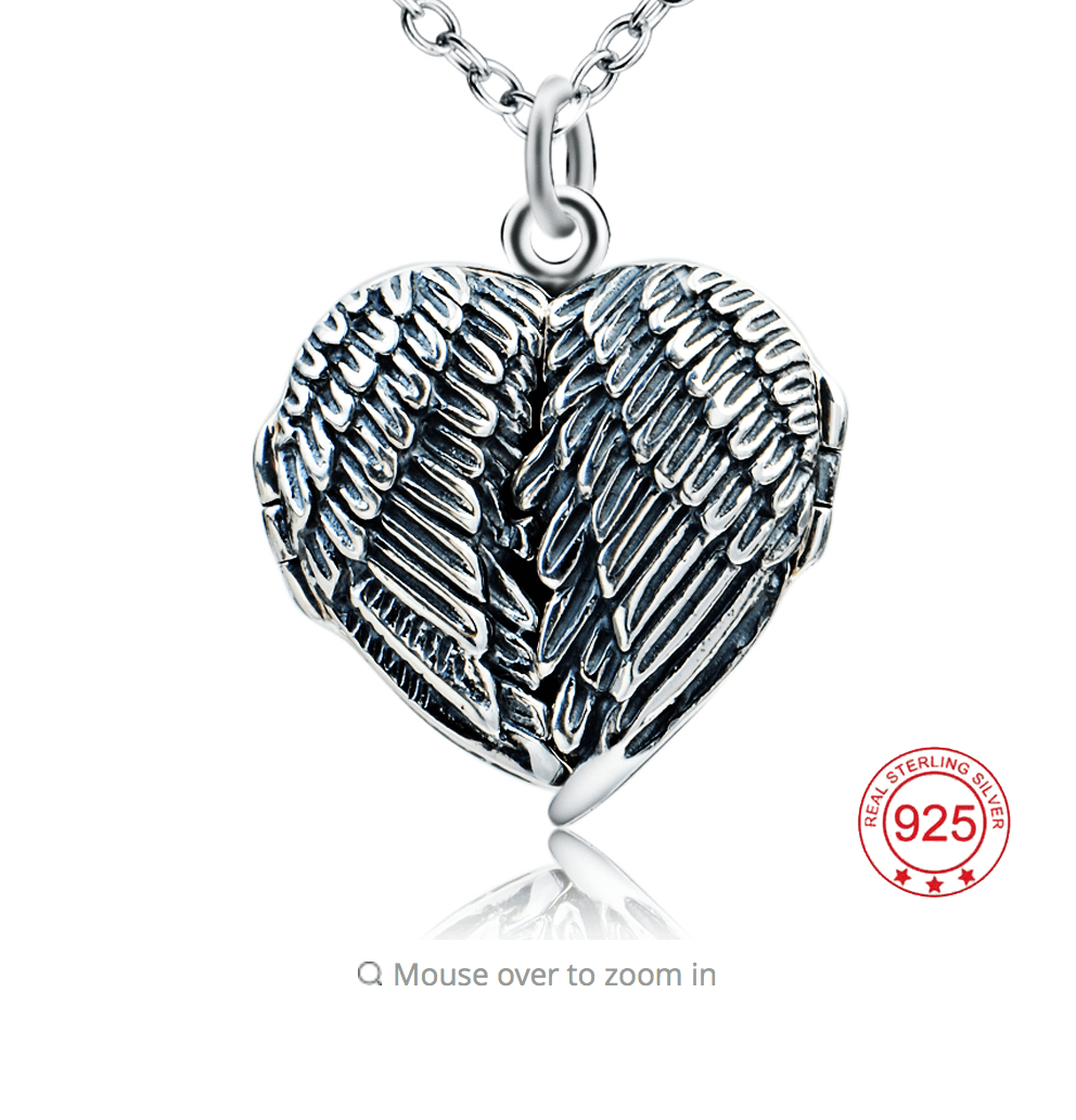 Stamped 925 STERLING SILVER Angel WING Wings Pendant NECKLACE Girls GIFT FS810 