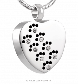Stainless Steel Paw Print Crystal Heart
