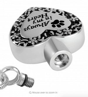 Always In My Heart Paw Print Cremation Pendant