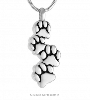 Stainless Steel 4 Paw Prints Cremation Pendant