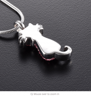 Back View of Crystal Cat Cremation Pendant
