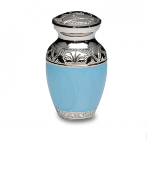 Baby Blue Enamel Silver Cremation Urns