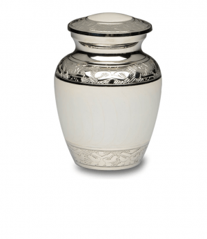 White Enamel Silver Cremation Urns