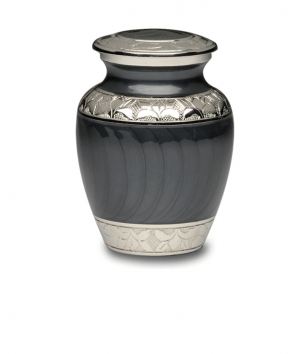 Charcoal Black Enamel Silver Cremation Urns