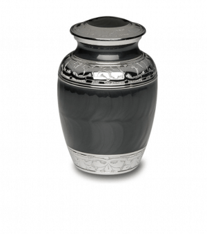 Charcoal Black Enamel Silver Cremation Urns