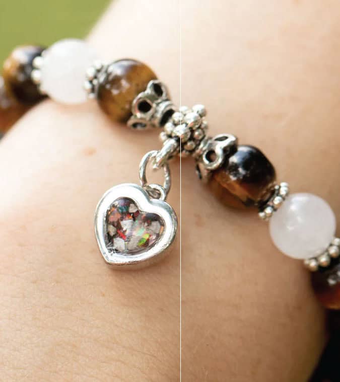 heart_glass_beaded_cremation_ash_bracelet heart glass cremation ash bracelet natures pet loss